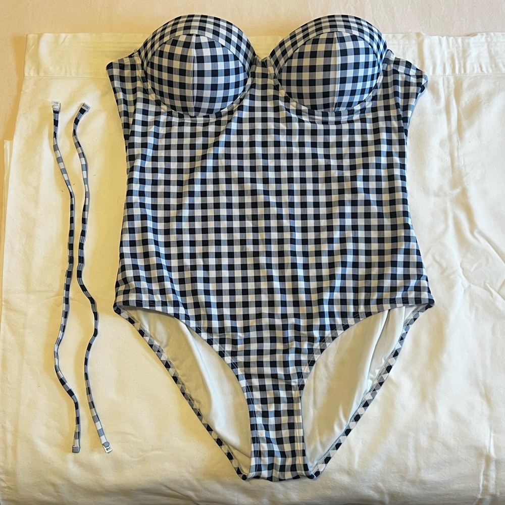 One piece Swimsuit blue and white squares